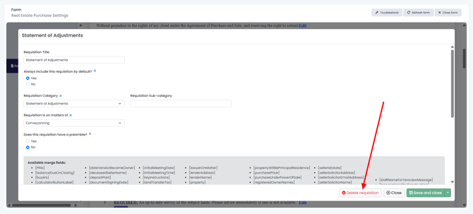 Delete Requisition Template