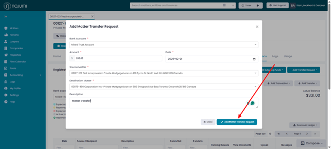 Matter Transfer Request - 2