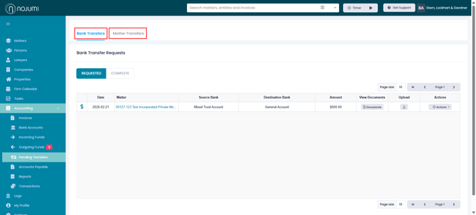 Pending Transfers (1)