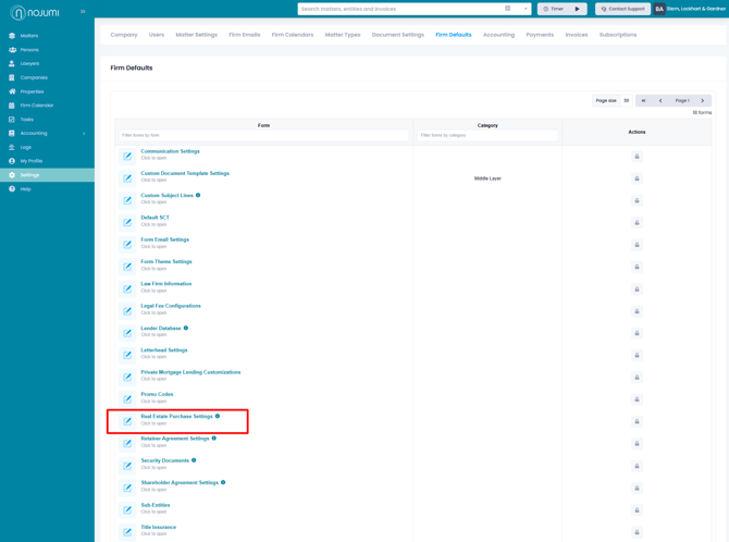 Real Estate Purchase Settings